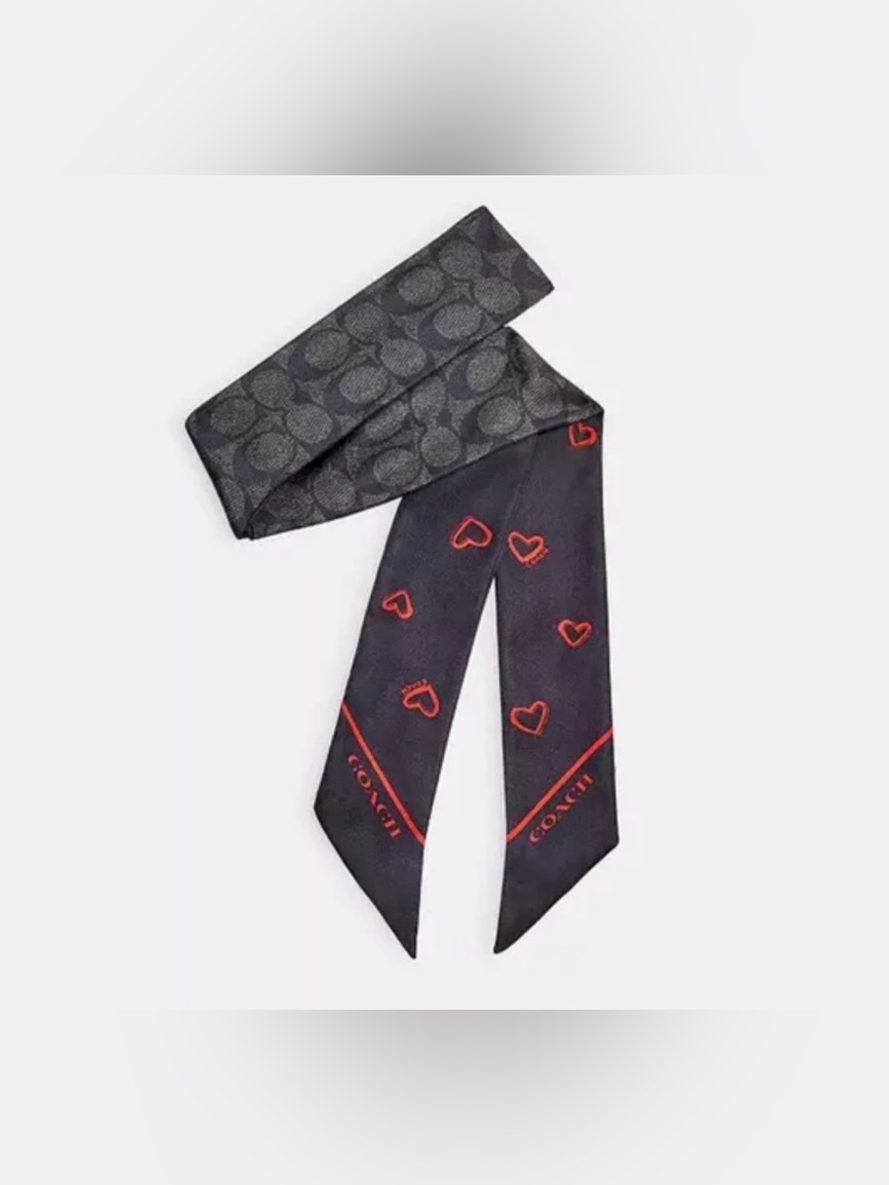 COACH Hearts Print Silk Skinny Scarf